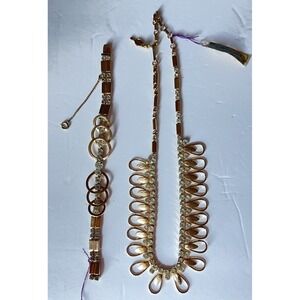 Lot Of 2 Vintage Sarah Coventry Necklace & Bracelet Gold Toned Circles